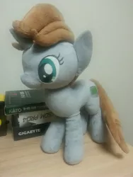 Size: 2448x3264 | Tagged: safe, derpibooru import, oc, oc:littlepip, unofficial characters only, pony, unicorn, fallout equestria, fanfic, fanfic art, female, horn, irl, mare, photo, plushie, solo, toy