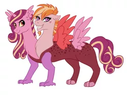 Size: 1024x770 | Tagged: artist:cascayd, derpibooru import, draconequus, draconequus oc, interspecies offspring, multiple heads, oc, offspring, parent:discord, parent:princess cadance, parents:discodance, safe, solo, two heads, two heads are better than one, unofficial characters only