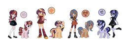 Size: 2600x856 | Tagged: safe, artist:thepegasisterpony, derpibooru import, oc, oc:arpeggio twinkle, oc:everfree shine, oc:silver screen, oc:twilight stardust, ponified, pony, equestria girls, base used, cutie mark background, cutie mark on clothes, equestria girls ponified, family, female, half-siblings, hand on hip, magical lesbian spawn, offspring, parent:juniper montage, parent:sci-twi, parent:sonata dusk, parent:sunset shimmer, parents:scitwishimmer, parents:sunata, siblings, simple background, sisters, transparent background
