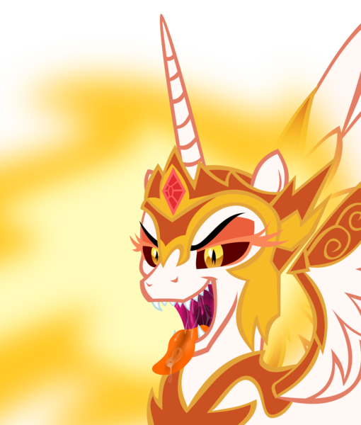 Size: 6143x7232 | Tagged: safe, artist:emu34b, derpibooru import, daybreaker, alicorn, absurd resolution, drool, female, mare, mawshot, open mouth, sharp teeth, simple background, solo, teeth, tongue out, transparent background, vector