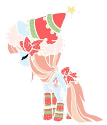 Size: 600x702 | Tagged: safe, artist:coffeecuppup, derpibooru import, oc, oc:wishy wish, unofficial characters only, earth pony, pony, bow, christmas, clothes, female, hat, holiday, mare, santa hat, simple background, socks, solo, tail bow, transparent background