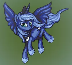 Size: 1200x1080 | Tagged: safe, artist:3luk, derpibooru import, princess luna, pony, female, mare, pixel art, s1 luna, solo, spread wings, wings