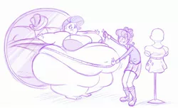 Size: 2456x1494 | Tagged: dead source, suggestive, artist:solitaryscribbles, derpibooru import, rarity, suri polomare, human, equestria girls, ass, bbw, belly, belly button, big breasts, bra, breasts, busty rarity, chubby cheeks, clothes, crystal prep academy uniform, double chin, fat, huge breasts, huge butt, impossibly large butt, large butt, mannequin, measuring tape, mirror, monochrome, morbidly obese, obese, panties, raritubby, rearity, reflection, school uniform, ssbbw, thunder thighs, unamused, underwear, weight gain, wide hips