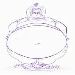 Size: 3000x3000 | Tagged: dead source, suggestive, artist:solitaryscribbles, derpibooru import, aria blaze, human, equestria girls, rainbow rocks, angry, aria blob, bbw, belly, belly button, big belly, big breasts, blushing, breasts, broken, busty aria blaze, chubby cheeks, clothes, double chin, fat, female, glare, grumpy, hand on hip, high heels, huge belly, huge breasts, impossibly large belly, impossibly large breasts, impossibly wide hips, large belly, looking down, midriff, monochrome, morbidly obese, obese, pants, scale, shadow, shirt, shoes, solo, solo female, ssbbw, thunder thighs, unamused, vest, wide hips