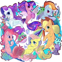 Size: 1024x1024 | Tagged: applejack, artist:kumikoponylk, cowboy hat, derpibooru import, female, fluttershy, hat, looking at you, male, mane seven, mane six, my little pony: the movie, pinkie pie, puffer fish, rainbow dash, rarity, safe, seaponified, seapony applejack, seapony fluttershy, seapony (g4), seapony pinkie pie, seapony rainbow dash, seapony rarity, seapony twilight, simple background, species swap, spike, spike the pufferfish, swimming, transparent background, twilight sparkle, underwater, watermark