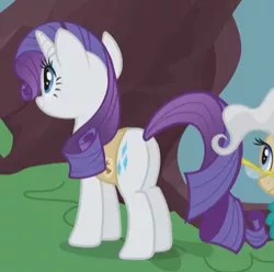 Size: 344x341 | Tagged: safe, derpibooru import, screencap, rarity, winter wrap up, cropped, plot