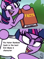 Size: 760x1015 | Tagged: alicorn, artist:quarium edits, best pony, derpibooru import, ed edd n eddy, edit, evil pie hater dash, exploitable meme, meme, op has a point, opinion, rainbow dash, safe, secrets and pies, truth, twilight's fact book, twilight sparkle, twilight sparkle (alicorn)