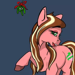 Size: 900x900 | Tagged: artist:littlewolfstudios, blog, blushing, christmas, cute, derpibooru import, female, holiday, mare, mistletoe, oc, oc:mistressfoxxiehearts, raised hoof, safe, solo, tumblr, unofficial characters only