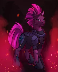 Size: 881x1102 | Tagged: safe, artist:renufur, derpibooru import, tempest shadow, pony, my little pony: the movie, armor, broken horn, eye scar, female, mare, no more ponies at source, scar, solo