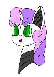 Size: 1000x1414 | Tagged: safe, artist:vinylmelody, derpibooru import, sweetie belle, pony, robot, robot pony, unicorn, bust, female, filly, foal, horn, open mouth, portrait, simple background, solo, sweetie bot, transparent background