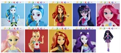 Size: 1854x819 | Tagged: safe, derpibooru import, applejack, fluttershy, pinkie pie, rainbow dash, rarity, sci-twi, sunset shimmer, twilight sparkle, derpibooru, equestria girls, doll, humane five, humane seven, humane six, meta, toy