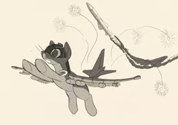 Size: 1616x1138 | Tagged: safe, artist:lunebat, derpibooru import, ponified, original species, plane pony, pony, female, mare, monochrome, plane, running away, scared, sketch, su-25 frogfoot