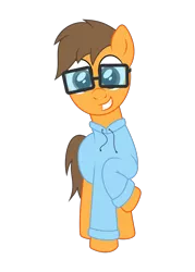 Size: 1250x1750 | Tagged: safe, artist:m.w., derpibooru import, oc, unofficial characters only, earth pony, pony, 2018 community collab, derpibooru community collaboration, clothes, glasses, male, raised hoof, simple background, smiling, solo, stallion, transparent background, vector