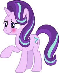 Size: 3000x3703 | Tagged: safe, artist:cloudyglow, artist:illumnious, derpibooru import, starlight glimmer, pony, unicorn, uncommon bond, .ai available, blushing, female, mare, raised hoof, simple background, solo, transparent background, vector