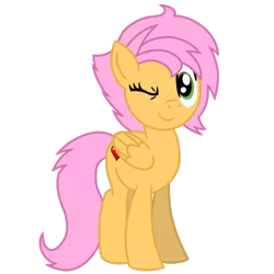 Size: 1200x1200 | Tagged: safe, artist:toyminator900, derpibooru import, oc, oc:beauty cheat, unofficial characters only, pegasus, pony, female, folded wings, looking at you, mare, one eye closed, simple background, smiling, solo, transparent background, wink