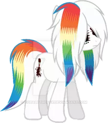 Size: 400x453 | Tagged: safe, artist:cobaltthefox, derpibooru import, oc, unofficial characters only, earth pony, pegasus, pony, base used, earth pony oc, obtrusive watermark, pegasus oc, rainbow hair, simple background, transparent background, watermark, wings