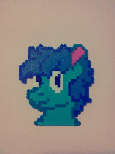 Size: 1944x2592 | Tagged: safe, artist:andandampersand, derpibooru import, oc, oc:cottonswirl, unofficial characters only, pony, craft, female, perler beads, simple background, traditional art, white background