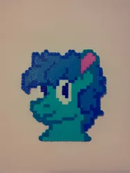 Size: 1944x2592 | Tagged: safe, artist:andandampersand, derpibooru import, oc, oc:cottonswirl, unofficial characters only, pony, craft, female, perler beads, simple background, traditional art, white background