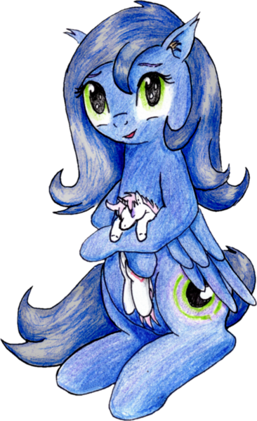 Size: 732x1200 | Tagged: safe, artist:40kponyguy, derpibooru import, edit, edited edit, editor:binkyt11, oc, oc:mythos gray, oc:star dream, unofficial characters only, pegasus, pony, cute, ear fluff, looking at you, ocbetes, plushie, simple background, solo, traditional art, transparent background