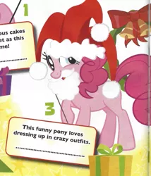 Size: 449x524 | Tagged: christmas, derpibooru import, hat, holiday, magazine, magazine scan, official, pinkie pie, safe, santa beard, santa hat, scan