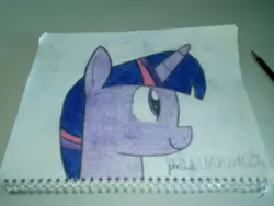 Size: 3264x2448 | Tagged: bust, derpibooru import, physical copy, portrait, safe, side view, smiling, solo, traditional art, twilight sparkle