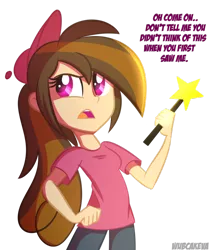 Size: 900x1076 | Tagged: safe, artist:wubcakeva, derpibooru import, oc, oc:cupcake slash, equestria girls, clothes, crossover, dialogue, equestria girls-ified, hat, nickelodeon, open mouth, pants, rule 63, shirt, simple background, solo, the fairly oddparents, timmy turner, transparent background