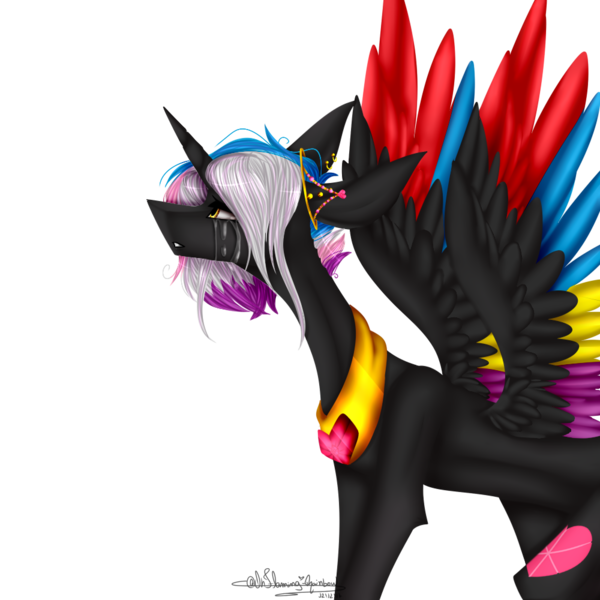 Size: 1000x1000 | Tagged: safe, artist:ohflaming-rainbow, derpibooru import, oc, oc:flaming rainbow, unofficial characters only, alicorn, pony, colored wings, crying, female, mare, multicolored wings, simple background, solo, transparent background