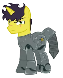 Size: 5165x6372 | Tagged: safe, artist:aborrozakale, derpibooru import, oc, oc:applepup, unofficial characters only, pony, unicorn, fallout equestria, absurd resolution, armor, male, power armor, simple background, solo, stallion, transparent background