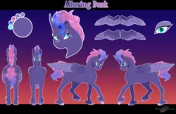 Size: 1800x1163 | Tagged: safe, artist:bijutsuyoukai, derpibooru import, oc, oc:alluring dusk, unofficial characters only, alicorn, pony, alicorn oc, female, magical lesbian spawn, mare, offspring, parent:princess luna, parent:tempest shadow, parents:tempestluna, reference sheet, solo