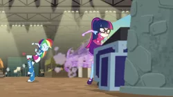 Size: 1912x1072 | Tagged: safe, derpibooru import, screencap, rainbow dash, sci-twi, twilight sparkle, equestria girls, movie magic, spoiler:eqg specials, adorkable, cute, dork, fangasm, fangirl, india movie set, nerdgasm