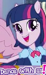 Size: 283x462 | Tagged: safe, artist:horsesplease, derpibooru import, editor:horsesplease, twilight sparkle, equestria girls, caption, cropped, dancing, expand dong, exploitable meme, gameloft, image macro, meme, ponied up