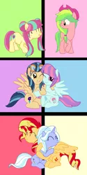 Size: 3000x6000 | Tagged: safe, artist:luckyclau, derpibooru import, indigo zap, lemon zest, sour sweet, sugarcoat, sunny flare, sunset shimmer, ponified, alicorn, earth pony, pegasus, pony, unicorn, alicornified, equestria girls ponified, female, mare, race swap, shadow five, shimmercorn