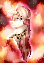 Size: 1105x1560 | Tagged: safe, artist:6figersloverever, derpibooru import, oc, oc:ginger hoof, unofficial characters only, pony, bust, female, glasses, mare, neckerchief, portrait, solo