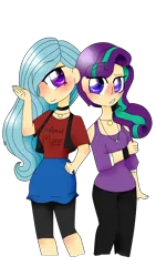 Size: 1080x1920 | Tagged: safe, artist:galaxiedream, derpibooru import, starlight glimmer, trixie, human, female, humanized, lesbian, shipping, simple background, startrix, transparent background, vector