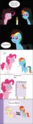 Size: 2184x8192 | Tagged: safe, artist:moonlightfan, derpibooru import, fluttershy, pinkie pie, rainbow dash, oc, oc:tridashie, pony, over a barrel, comic, old, pointy ponies