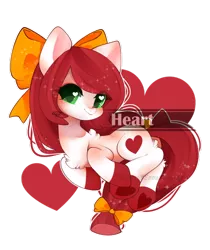 Size: 600x715 | Tagged: safe, artist:snow angel, derpibooru import, oc, oc:heart, unofficial characters only, pony, bow, female, hair bow, heart eyes, mare, smiling, solo, wingding eyes