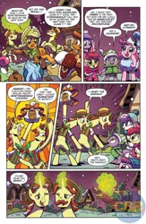 Size: 864x1328 | Tagged: apple bloom, applejack, artist:brendahickey, derpibooru import, dragon, flam, flim, flim flam brothers, idw, pinkie pie, preview, safe, spike, spoiler:comic, spoiler:comicholiday2017