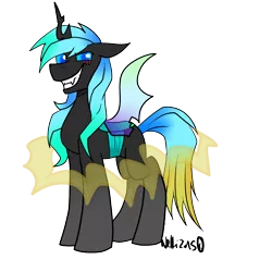 Size: 2000x2000 | Tagged: artist:thelegendaryuniverse, blue changeling, changeling, changeling oc, dead source, derpibooru import, digital art, oc, oc:kryostasis, safe, scar, simple background, solo, transformation, transparent background, unofficial characters only