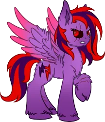 Size: 1127x1307 | Tagged: safe, artist:shad0w-galaxy, derpibooru import, oc, oc:kana, unofficial characters only, pegasus, pony, black sclera, eye scar, female, heterochromia, raised hoof, red eyes, scar, simple background, solo, transparent background