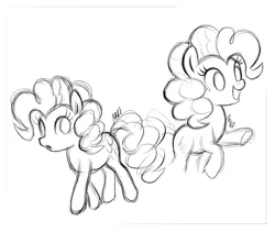 Size: 1624x1372 | Tagged: safe, artist:mn27, derpibooru import, pinkie pie, earth pony, pony, female, mare, simple background, sketch, smiling, solo, white background