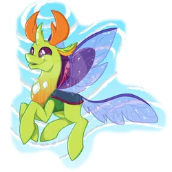 Size: 2700x2700 | Tagged: artist:tuppkam1, changedling, changeling, cute, derpibooru import, flying, happy, high res, king thorax, safe, smiling, solo, thorabetes, thorax, watermark