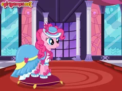 Size: 800x600 | Tagged: safe, artist:user15432, derpibooru import, pinkie pie, earth pony, pony, clothes, dress, dressup, dressup game, egirlgames.net, enjoy dressup, hasbro, hasbro studios, hat, prom, prom dress, shoes