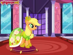 Size: 800x600 | Tagged: safe, artist:user15432, derpibooru import, applejack, earth pony, pony, clothes, dress, dressup, dressup game, egirlgames.net, enjoy dressup, hasbro, hasbro studios, hat, prom, prom dress, shoes