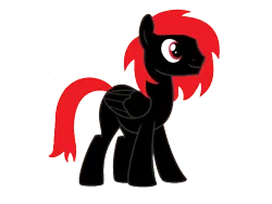 Size: 2048x1536 | Tagged: safe, anonymous artist, derpibooru import, oc, oc:miles scratch, unofficial characters only, pegasus, pony, 2018 community collab, derpibooru community collaboration, happy, male, red and black oc, red eyes, red hair, simple background, tail, transparent background, wings