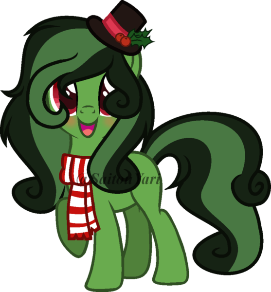 Size: 800x862 | Tagged: safe, artist:t-aroutachiikun, derpibooru import, oc, unofficial characters only, earth pony, pony, base used, clothes, female, hat, mare, raised hoof, scarf, simple background, solo, transparent background