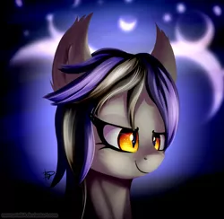 Size: 1100x1072 | Tagged: safe, artist:mercurial64, derpibooru import, oc, oc:night shade, unofficial characters only, bat pony, bat pony oc, bust, portrait, solo