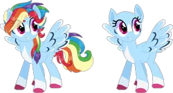 Size: 727x390 | Tagged: safe, artist:s1nb0y, derpibooru import, rainbow dash, pony, alternate hairstyle, bald, base used, colored wings, female, mare, multicolored wings, simple background, solo, spread wings, transparent background, wings