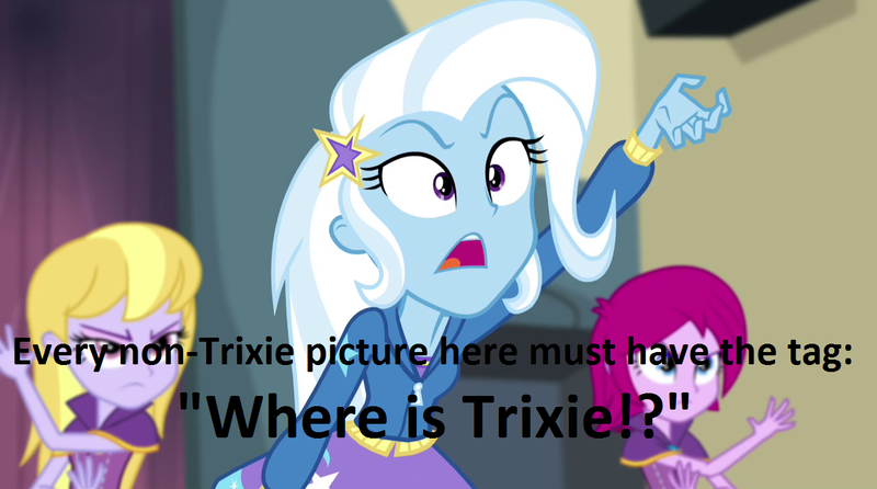 Size: 1280x714 | Tagged: safe, derpibooru import, edit, edited screencap, screencap, fuchsia blush, lavender lace, trixie, equestria girls, rainbow rocks, battle of the bands, demands, female, simpsons did it, the simpsons, trixie and the illusions