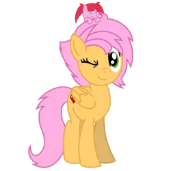 Size: 1200x1200 | Tagged: safe, artist:toyminator900, derpibooru import, pacific glow, oc, oc:beauty cheat, unofficial characters only, pegasus, pony, 2018 community collab, derpibooru community collaboration, female, folded wings, looking at you, mare, one eye closed, plushie, simple background, smiling, solo, transparent background, wink