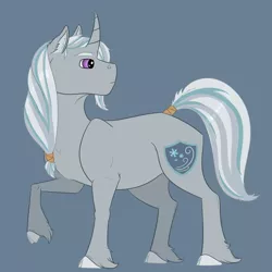 Size: 1917x1916 | Tagged: safe, artist:ganashiashaka, derpibooru import, oc, oc:aegis frost, unofficial characters only, pony, unicorn, male, offspring, parent:royal guard, parent:trixie, raised hoof, solo, stallion